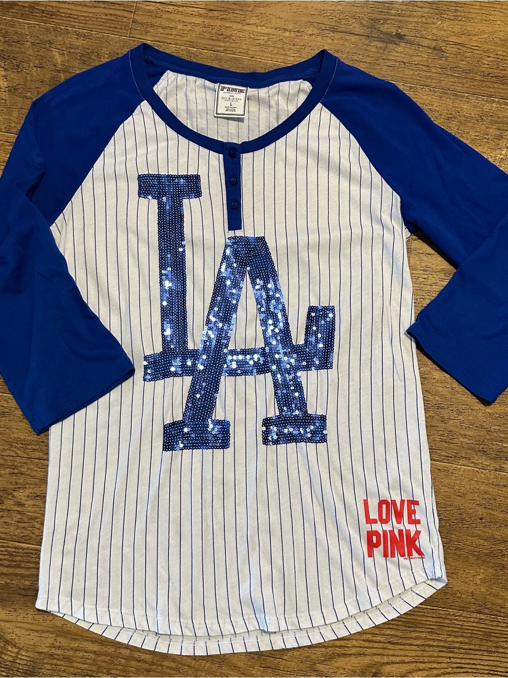 VS PINK MLB LOS ANGELES DODGERS BLING JERSEY TEE